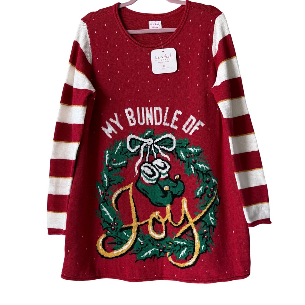🎄 Isabel Maternity "My‎ Bundle of Joy" Christmas Sweater Dress – Size L (NWT)